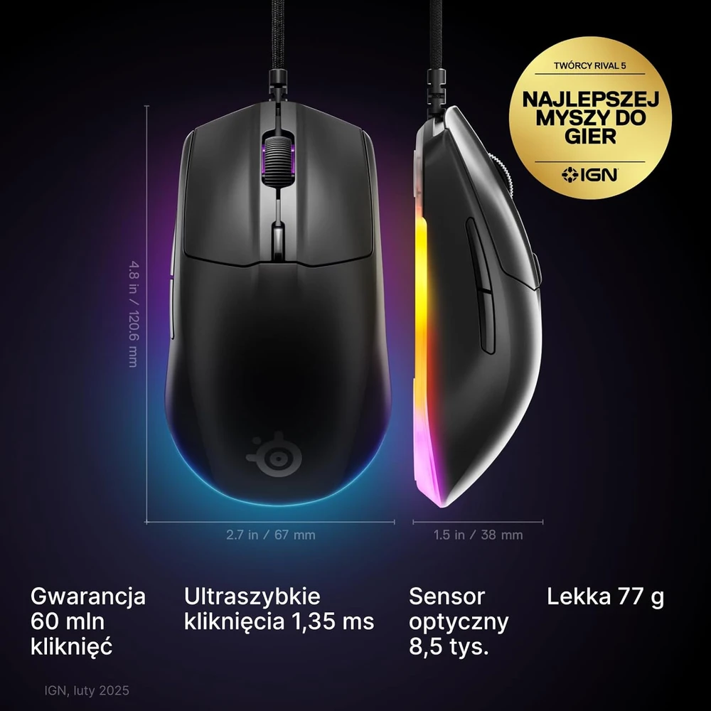 STEELSERIES Rival 3 Gen 2 Pelė - Juodas