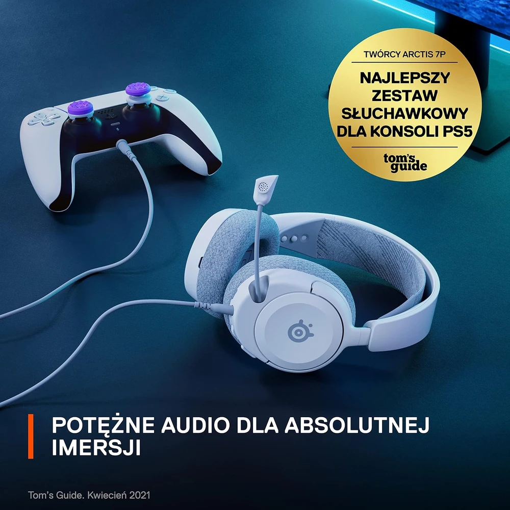 SteelSeries žaidimų ausinės Arctis Nova 1P, laidinės, 3,5 mm, baltos, 61612