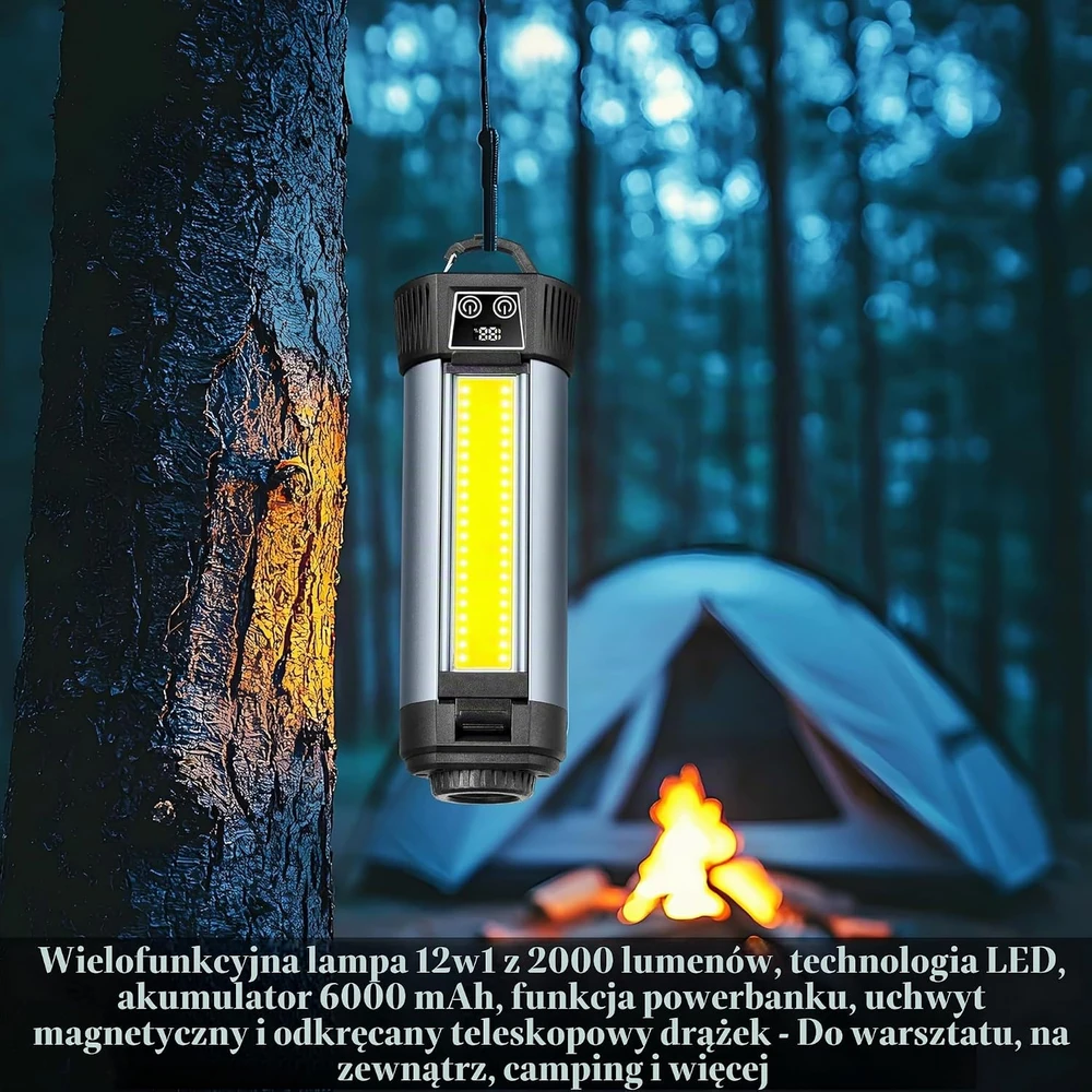 Steinborg daugiafunkcis LED žibintas 2000 lm, 6000 mAh, teleskopinis stovas SB-8200