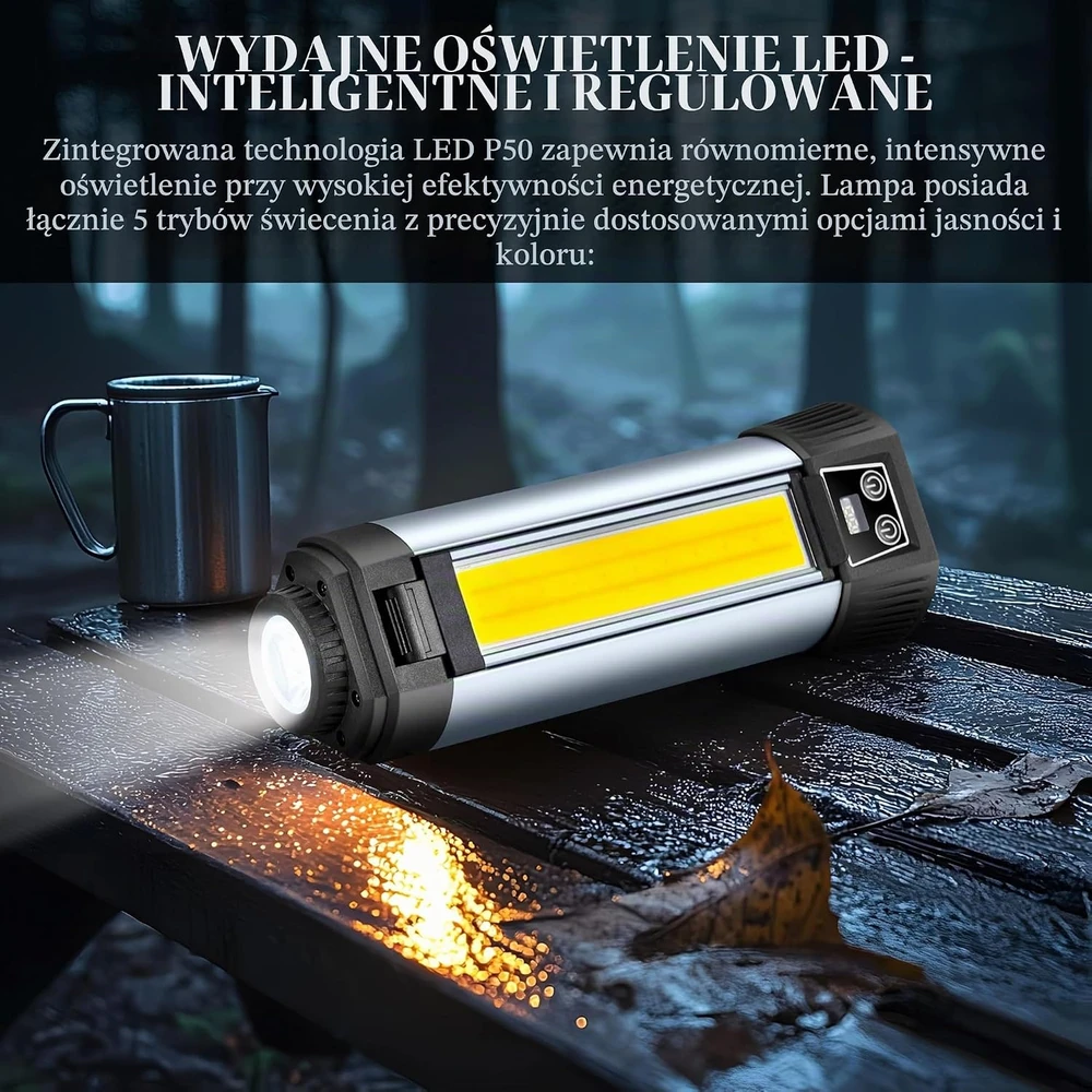 Steinborg daugiafunkcis LED žibintas 2000 lm, 6000 mAh, teleskopinis stovas SB-8200