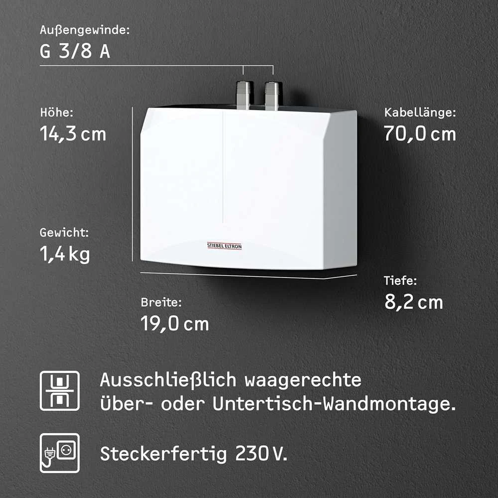 Stiebel Eltron mini vandens šildytuvas 3,5 kW, montuojamas ant sienos, 230 V, DNM 3 + MAW