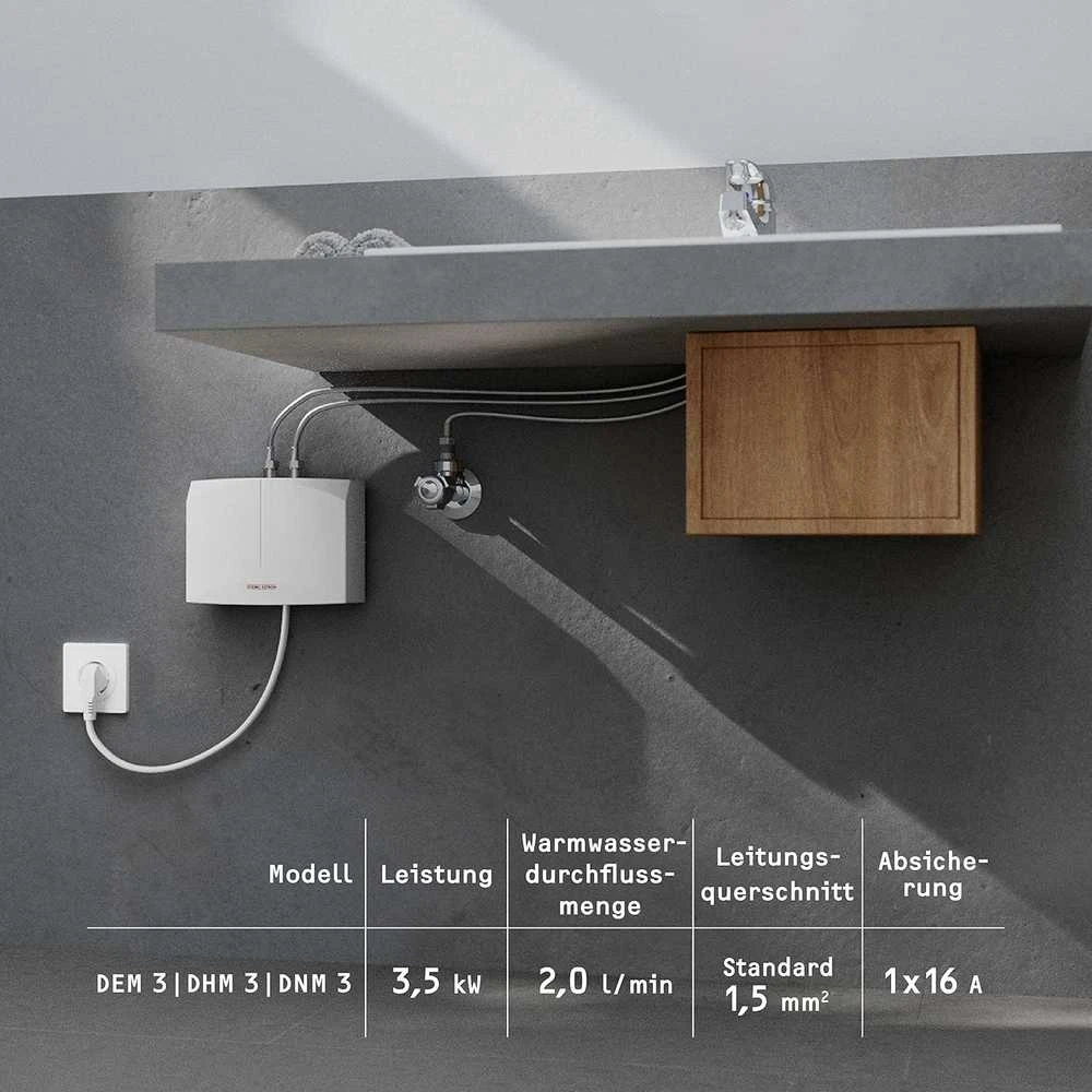 Stiebel Eltron srauto vandens šildytuvas, 3,5 kW, be slėgio, 2 l/min, baltas, 185411