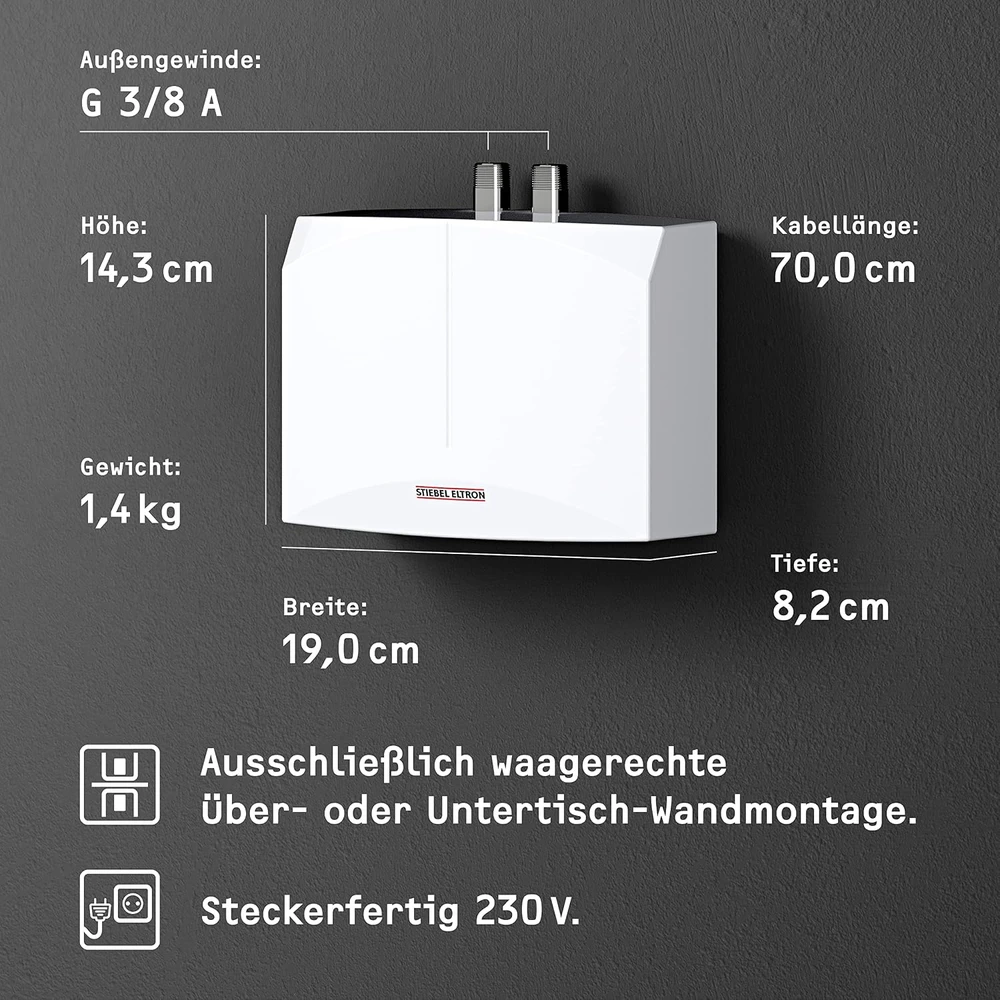 Stiebel Eltron srauto vandens šildytuvas, 3,5 kW, be slėgio, 2 l/min, baltas, 185411