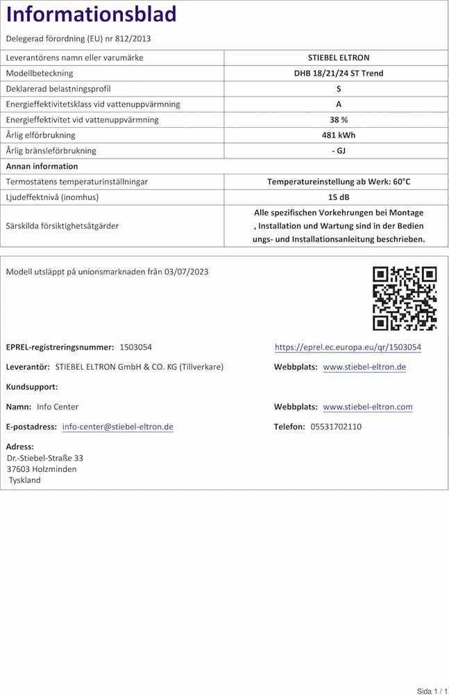 Stiebel Eltron vandens šildytuvas, elektrinis, 24 kW, 10,7 l/min, baltas, 204202