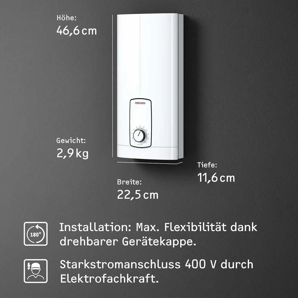 Stiebel Eltron vandens šildytuvas, elektrinis, 24 kW, 10,7 l/min, baltas, 204202