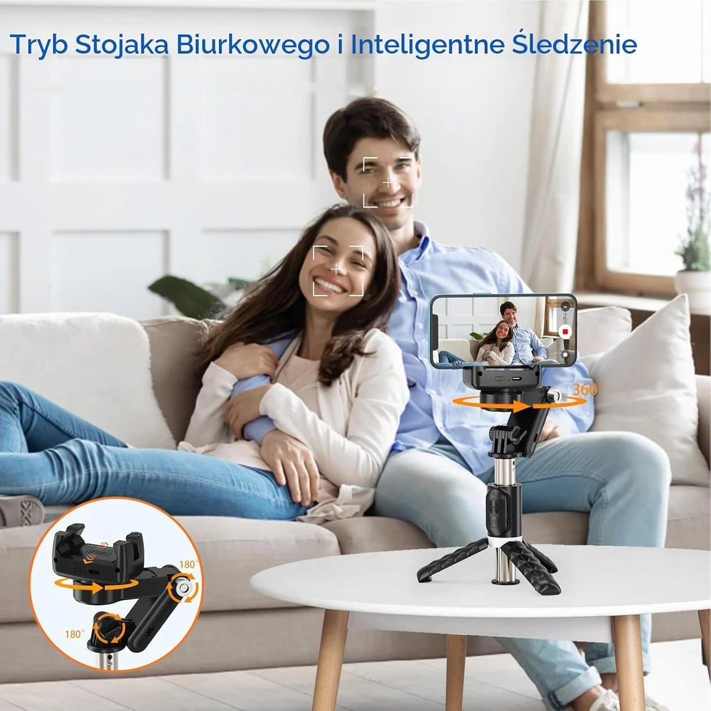 STRBDYI išmaniojo telefono 2 ašių gimbalas su 360° pasukimu ir apšvietimu Q18-U-D