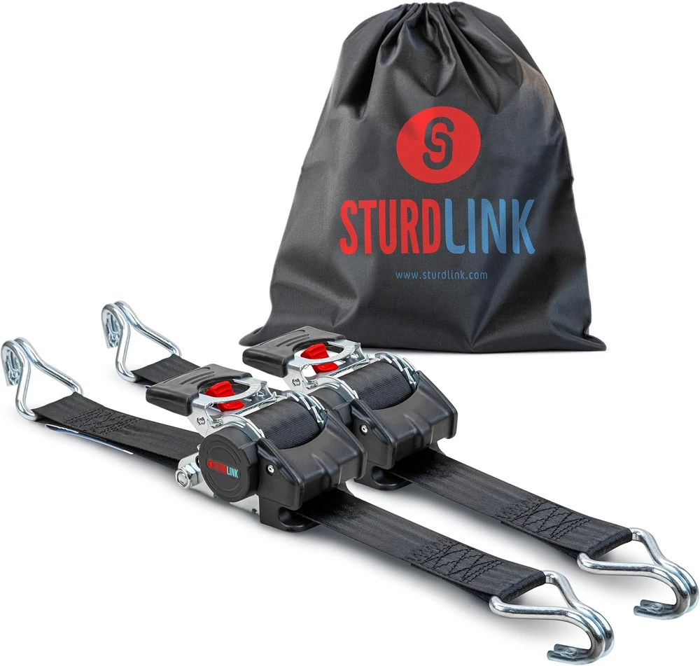 Sturdlink automatiškai susivyniojanti krovinių tvirtinimo juosta, 3 m, 50 mm pločio, 1500 kg, su plieniniais kabliais