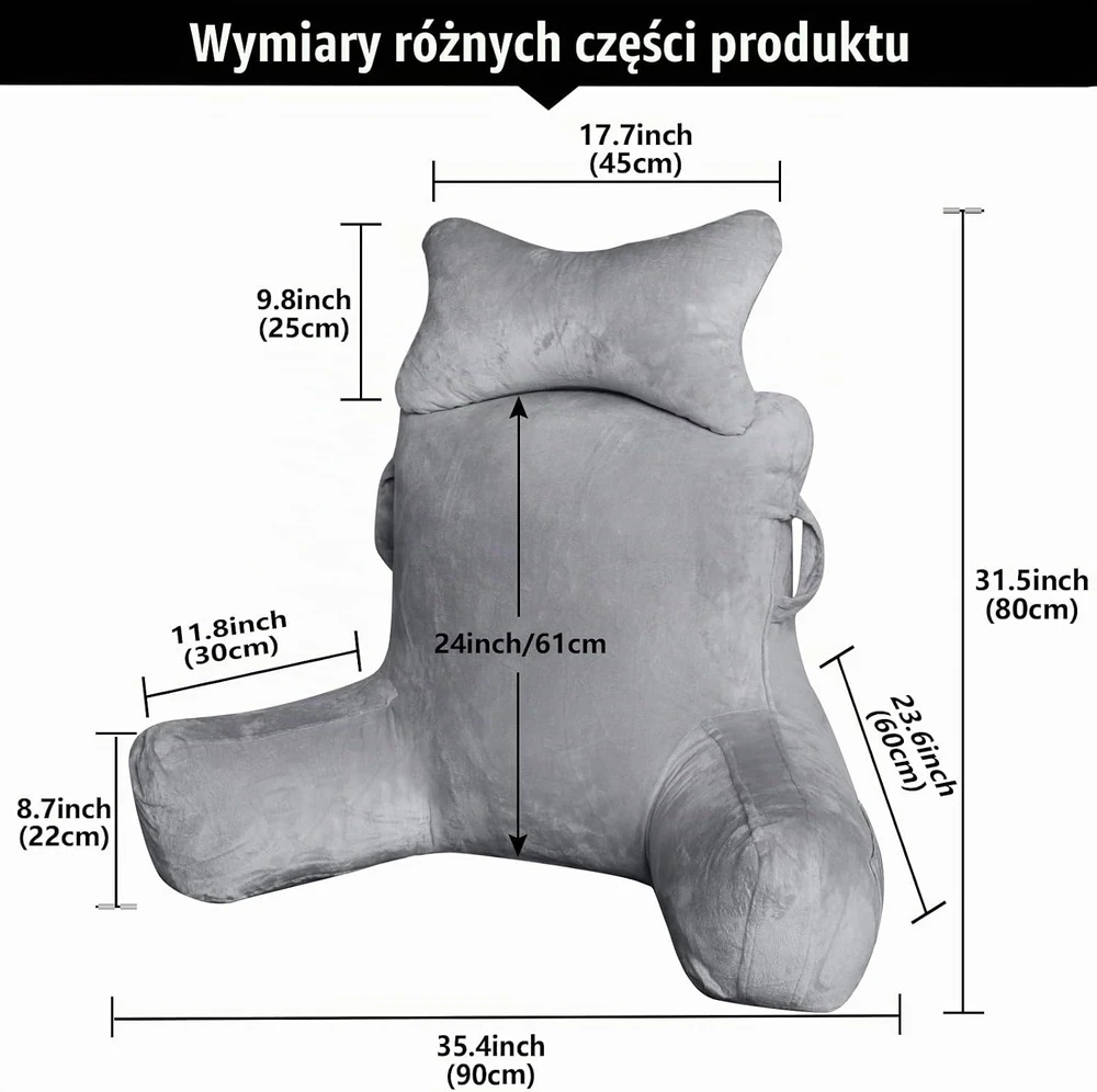 Suewidfay skaitymo pagalvė su atrama nugarai ir rankoms, 90 x 60 x 80 cm, rp002