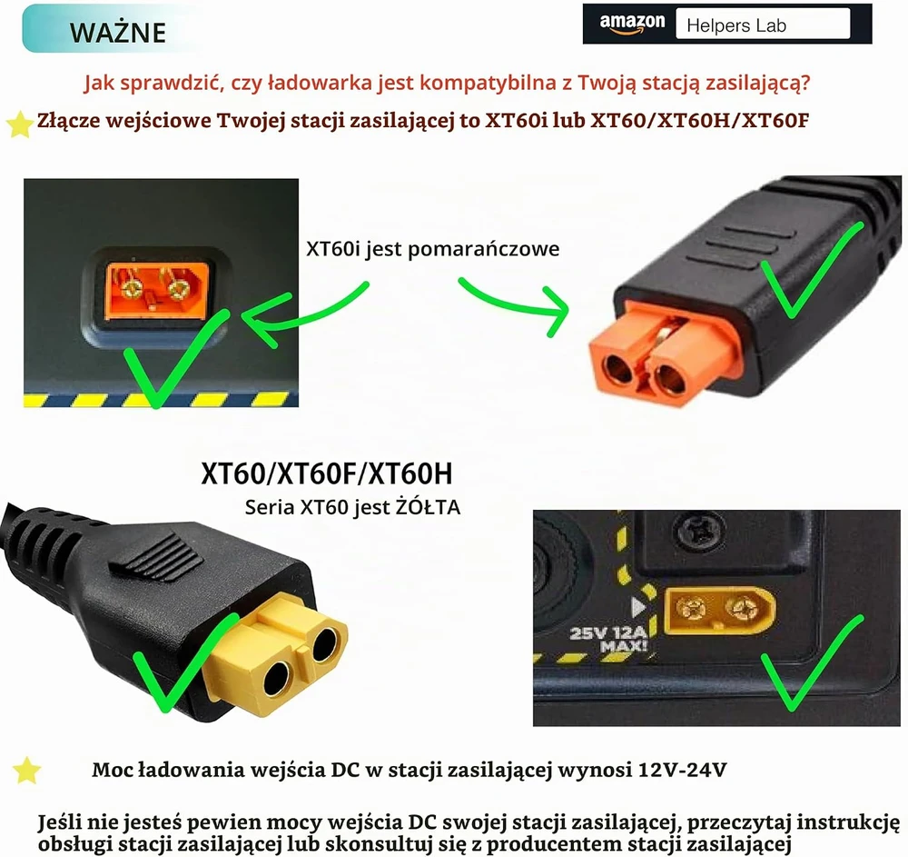 Sulčiaspaudė helpers lab automobilinis įkrovimo laidas su XT60 jungtimi, 12/24 V, 1,5 m, AU-90W