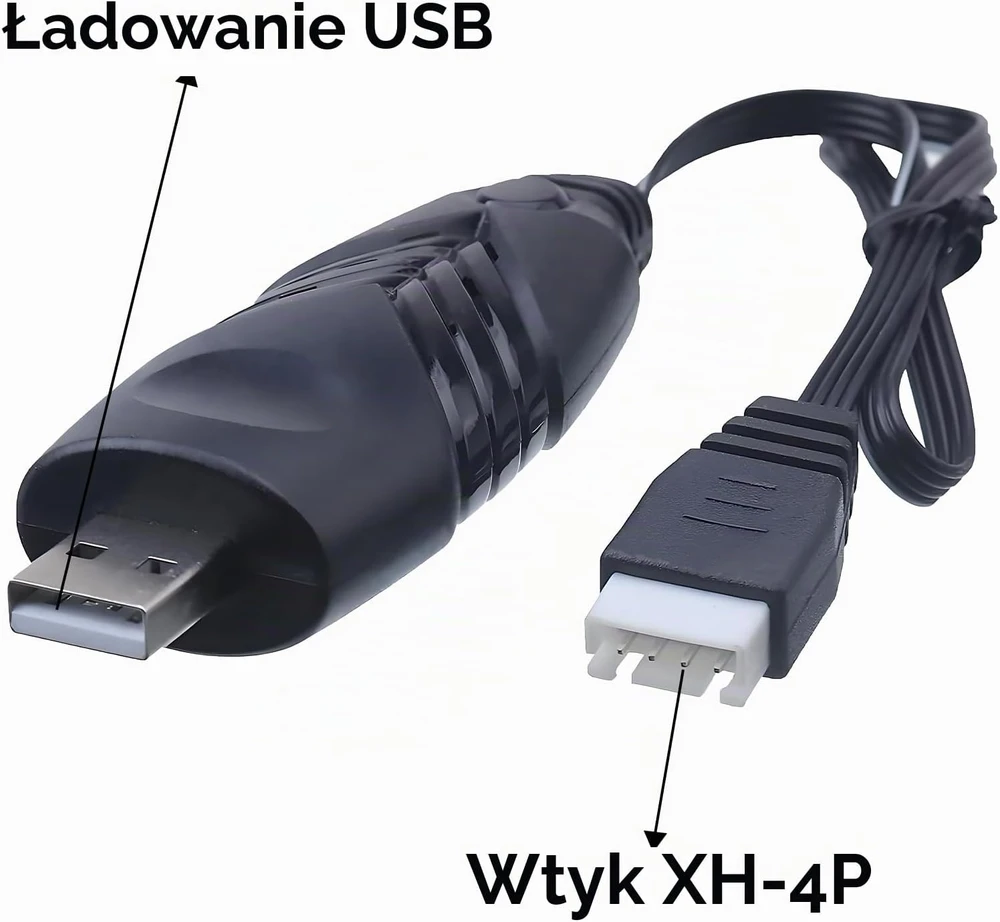 Sulčiaspaudė Tosiicop USB LiPo akumuliatorių įkrovimo laidas 11,1 V 1,5 A XH-4P, 2 vnt.