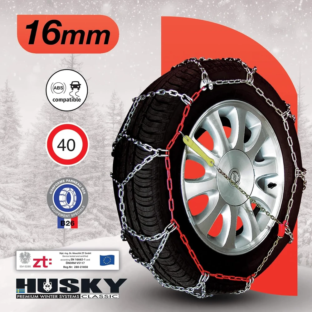 husky Sumex sniego grandinės 4WD automobiliams, 16 mm, HUPR235