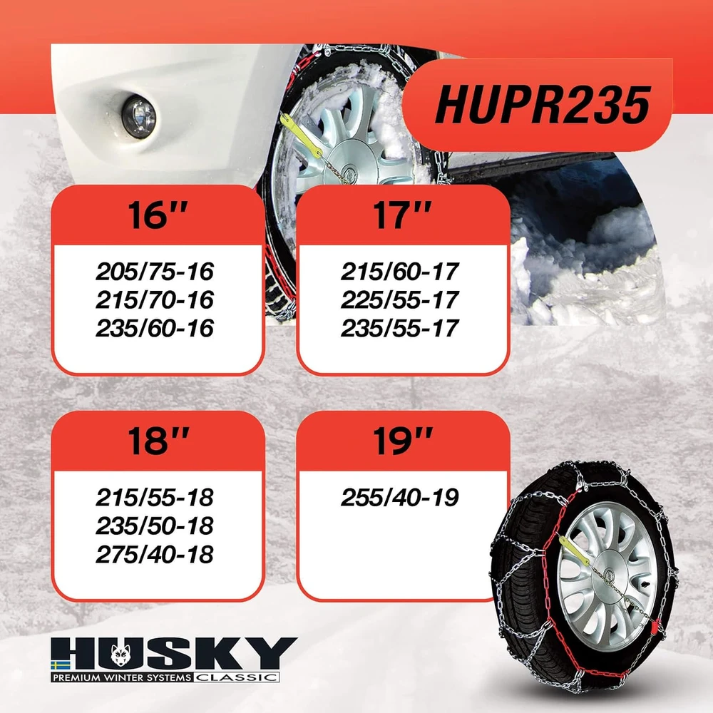 husky Sumex sniego grandinės 4WD automobiliams, 16 mm, HUPR235