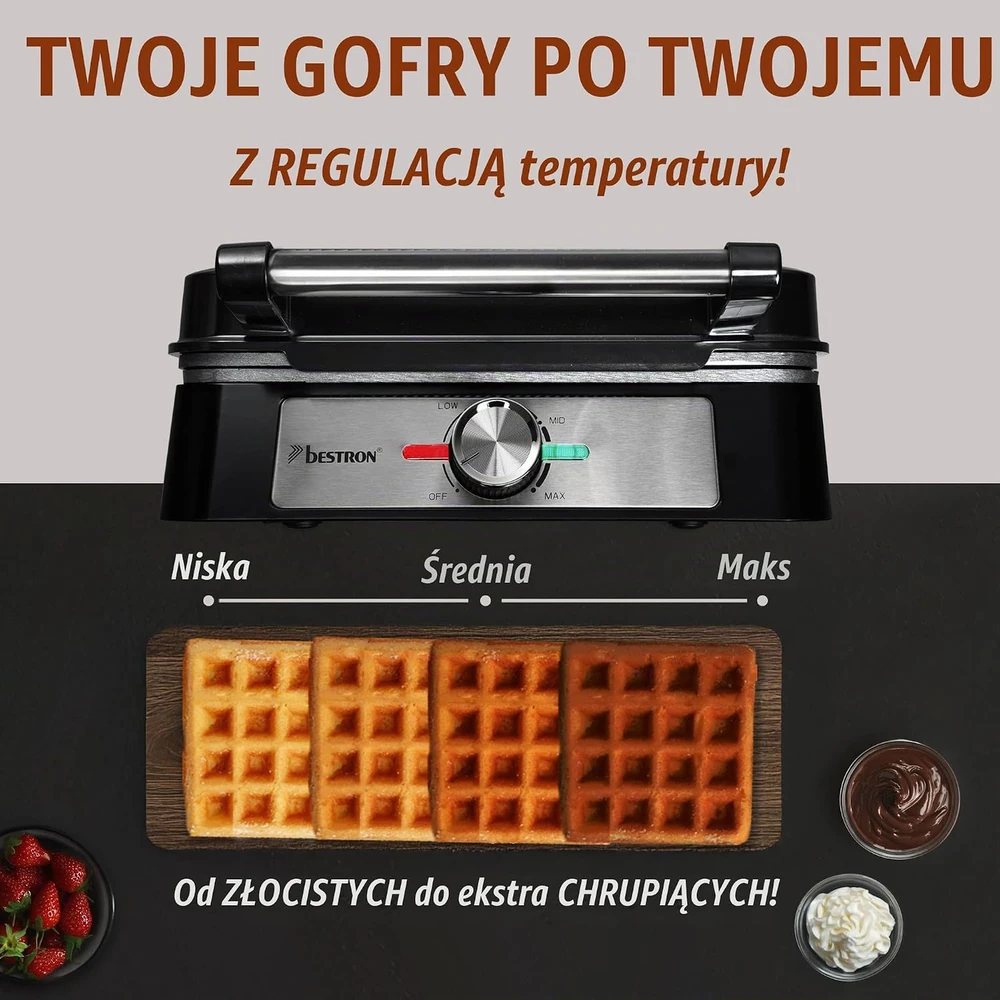 Sumuštinių keptuvas Bestron belgiška vaflinė 1600 W, 4 vafliams, ASW1600S