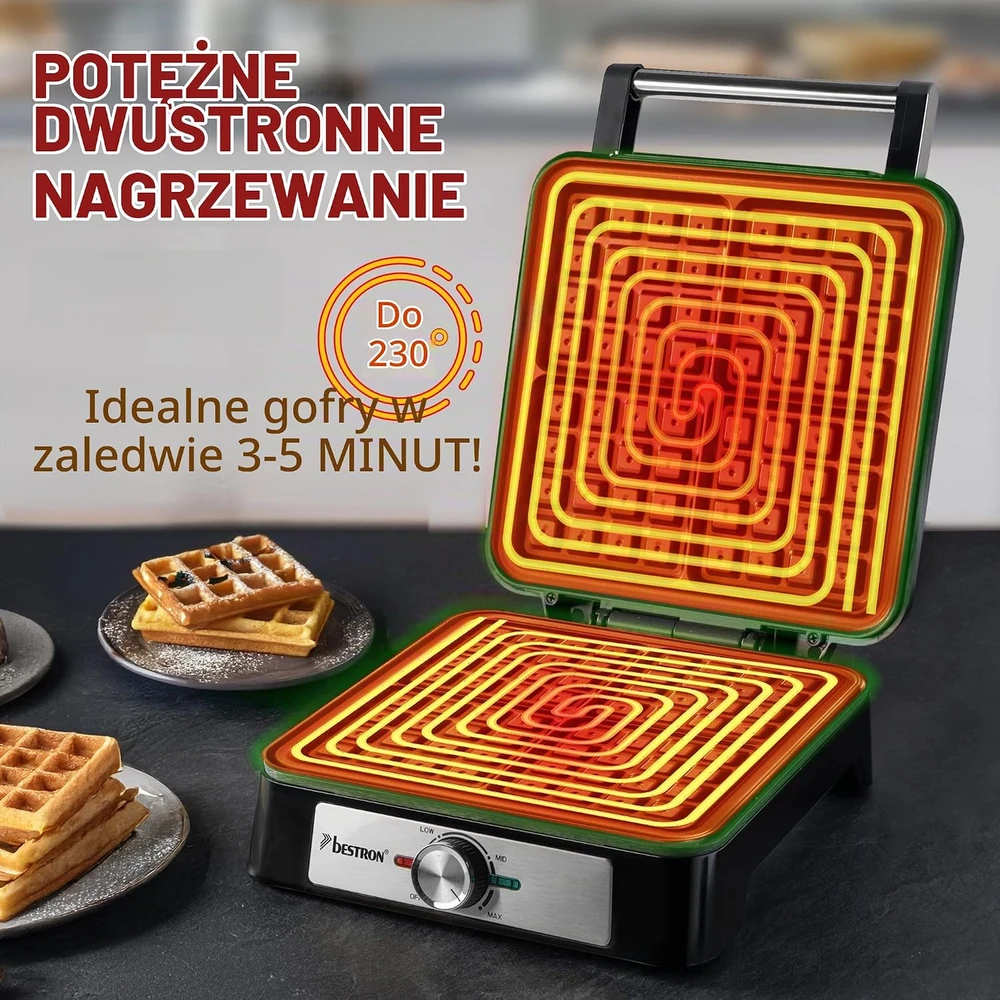 Sumuštinių keptuvas Bestron belgiška vaflinė 1600 W, 4 vafliams, ASW1600S