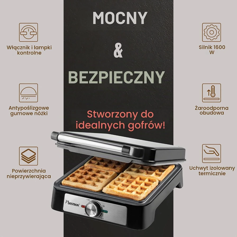 Sumuštinių keptuvas Bestron belgiška vaflinė 1600 W, 4 vafliams, ASW1600S