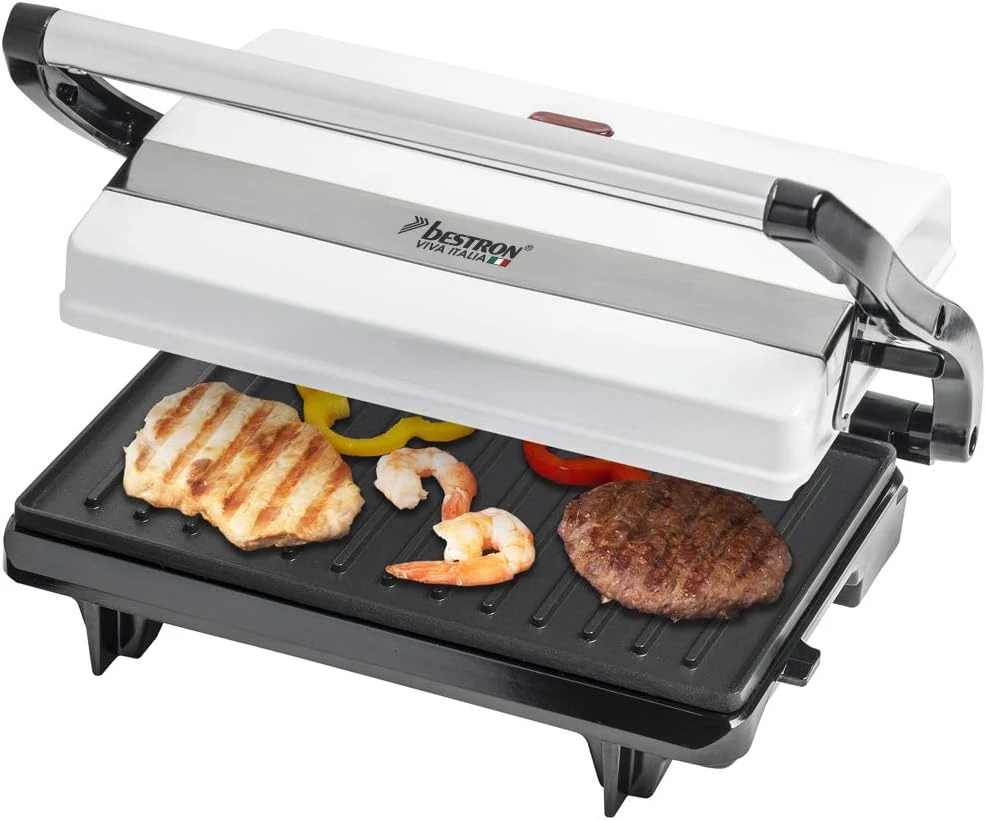 Bestron sumuštinių ir panini grilis 700 W su nelimpančiomis 22,5 × 14 cm plokštėmis APM123W