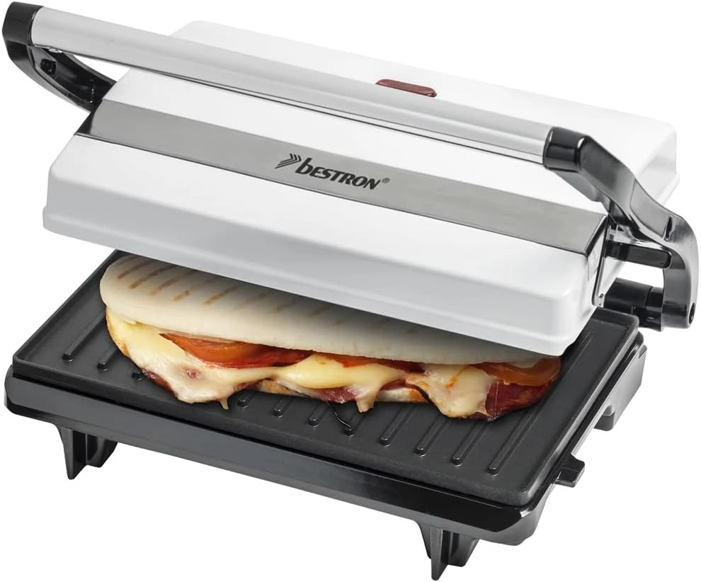 Bestron sumuštinių ir panini grilis 700 W su nelimpančiomis 22,5 × 14 cm plokštėmis APM123W