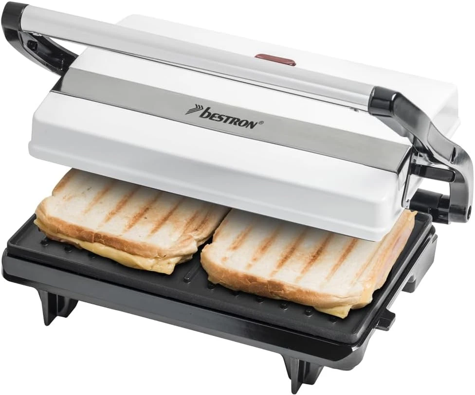 Bestron sumuštinių ir panini grilis 700 W su nelimpančiomis 22,5 × 14 cm plokštėmis APM123W