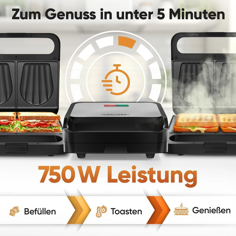 Sumuštinių keptuvas Profi Cook ProfiCook sumuštinių keptuvė 750 W su kriauklės formos plokštėmis PC ST 1297
