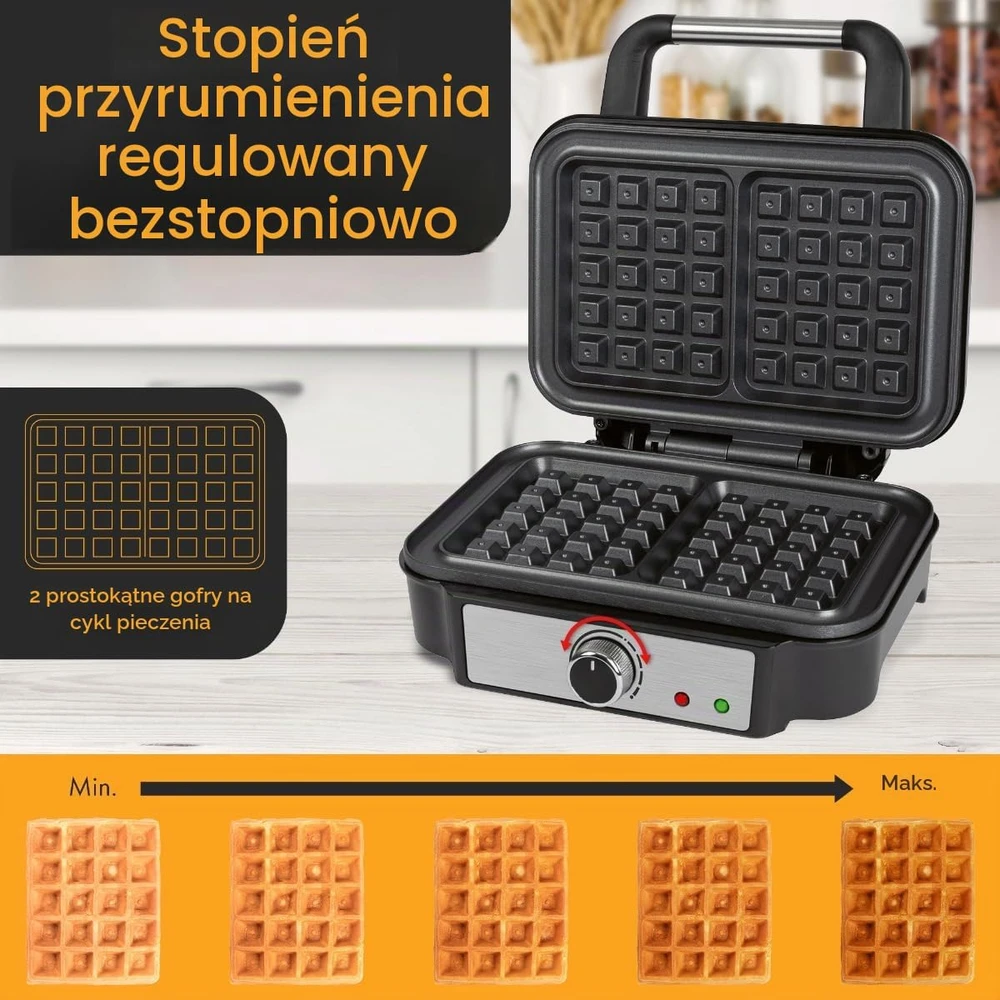 Profi Cook vaflinė belgiškiems vafliams su 2 kepimo plokštėmis, 1000 W, PC-WA1240