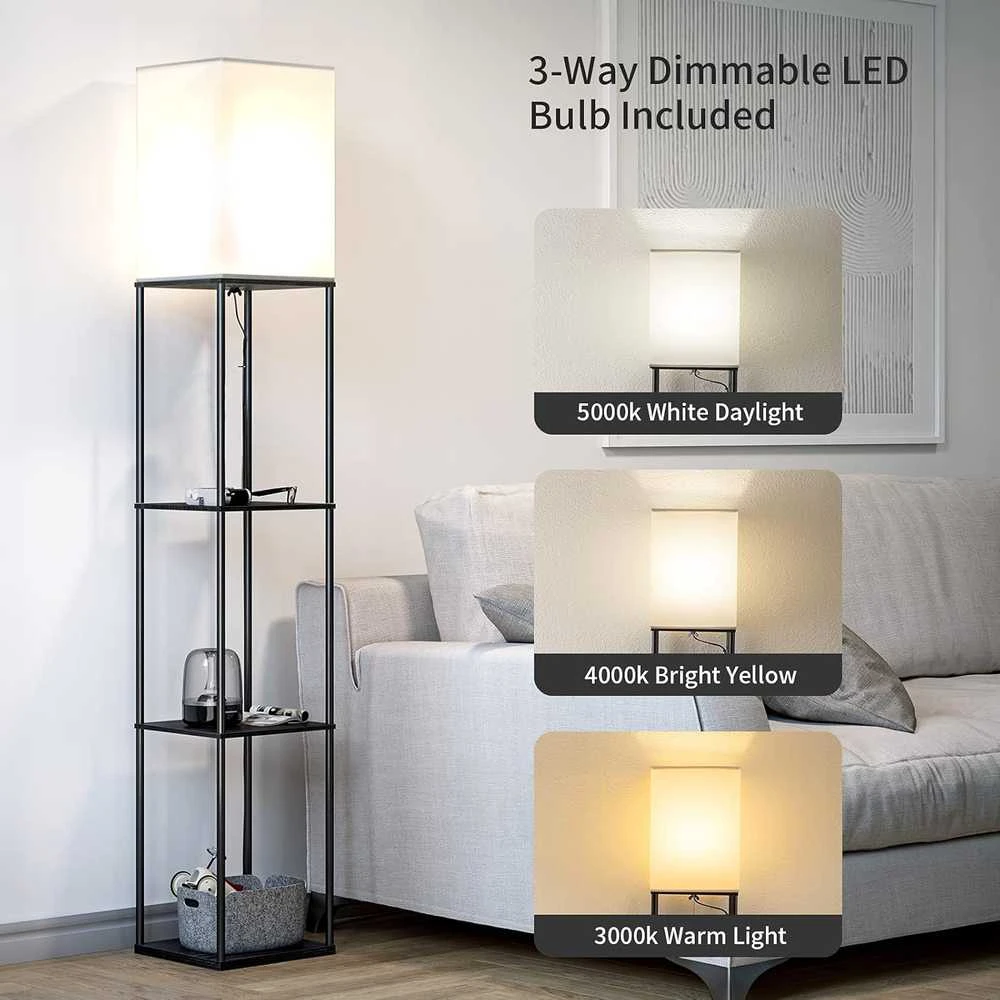 SUNMORY pastatoma LED grindų lempa, 60 W, E27, 3 spalvų temperatūros, juoda, 160 cm