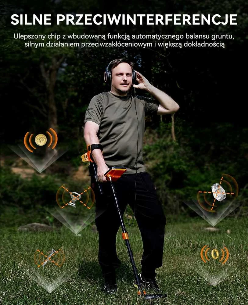 SUNPOW metalo detektorius su LCD ekranu, IP68 atsparumu, teleskopiniu reguliavimu, OTMD09