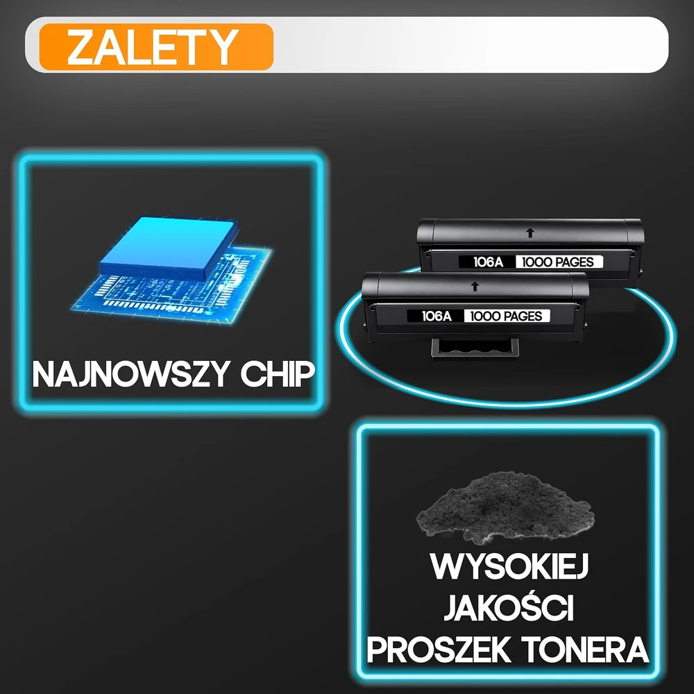 Supply Guy juodi lazeriniai toneriai, suderinami su HP 106A, W1106A, 2 vnt. rinkinys