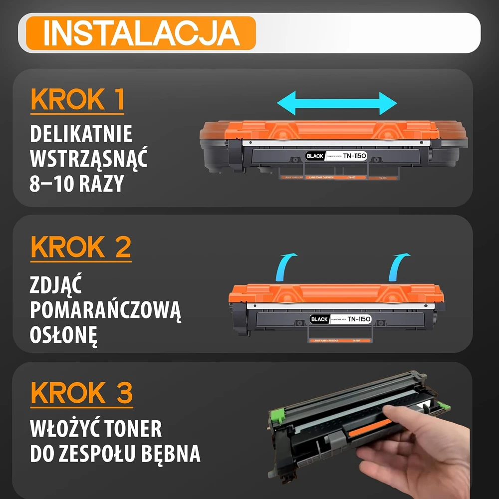 Supply Guy juodos spalvos tonerio kasetės su mikroschema, 2 vnt., suderinamos su Brother TN-1150