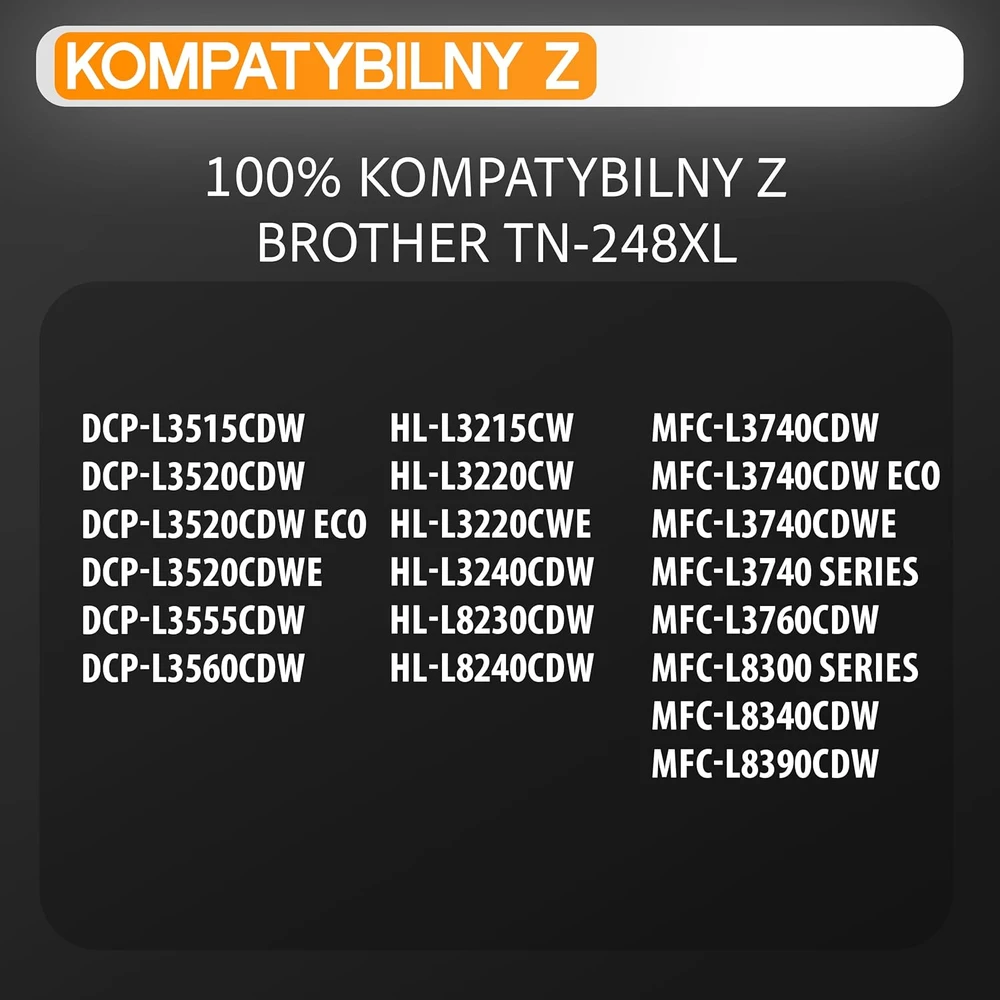 Supply Guy spalvotų lazerinių kasečių rinkinys Brother TN248XL juoda, žydra, purpurinė, geltona su chipu, 5 vnt.