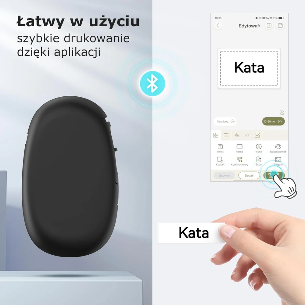 SUPVAN belaidis terminis etikečių spausdintuvas su Bluetooth, 15 mm, E10