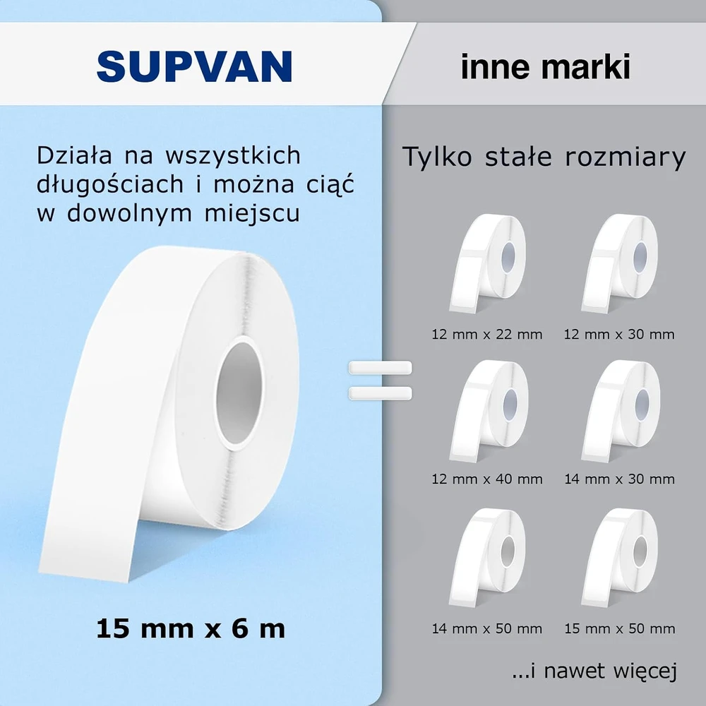 SUPVAN belaidis terminis etikečių spausdintuvas su Bluetooth, 15 mm, E10