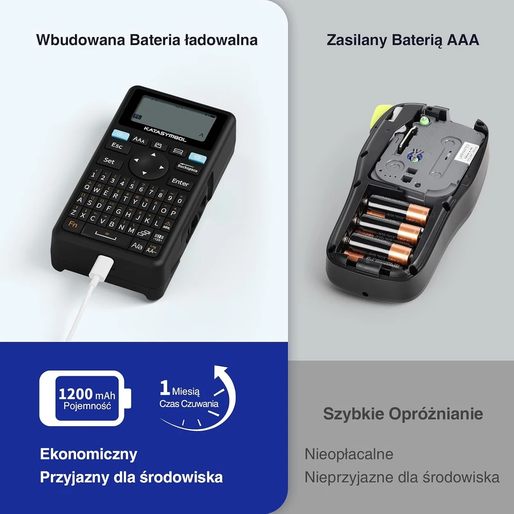 SUPVAN etikečių spausdintuvas Bluetooth su QWERTY klaviatūra, 1200 mAh, E11