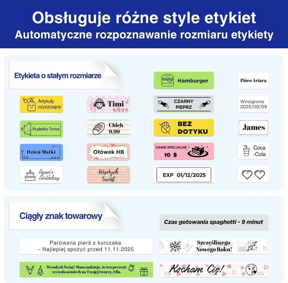SUPVAN etikečių spausdintuvas Bluetooth su QWERTY klaviatūra, 1200 mAh, E11