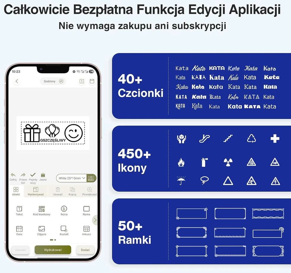 SUPVAN etikečių spausdintuvas Bluetooth su QWERTY klaviatūra, 1200 mAh, E11