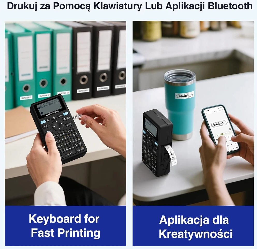 SUPVAN etikečių spausdintuvas Bluetooth su QWERTY klaviatūra, 1200 mAh, E11
