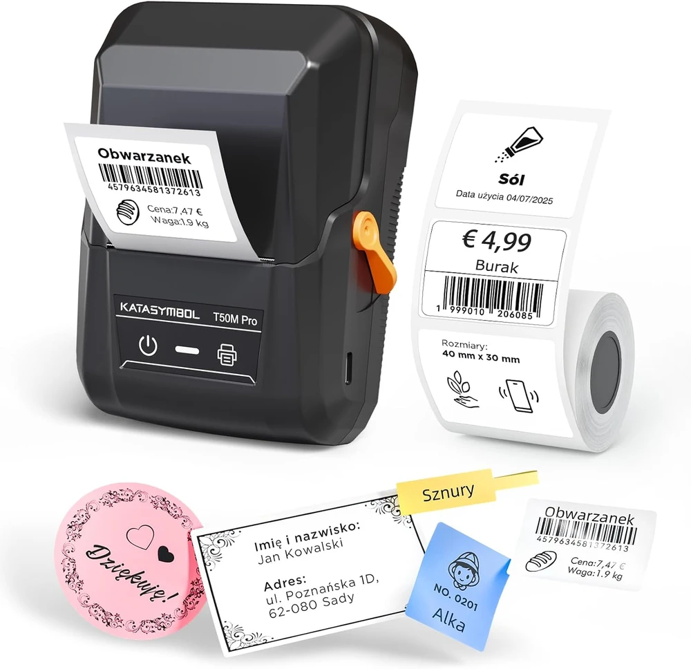 Spausdintuvas SUPVAN T50M Pro nešiojama terminė etikečių spausdintuvė su 3 ritinėliais, USB-C
