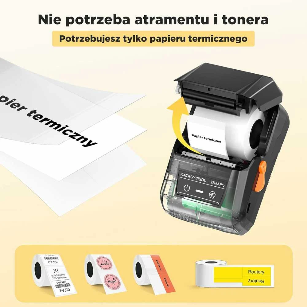 Spausdintuvas SUPVAN T50M Pro nešiojama terminė etikečių spausdintuvė su 3 ritinėliais, USB-C