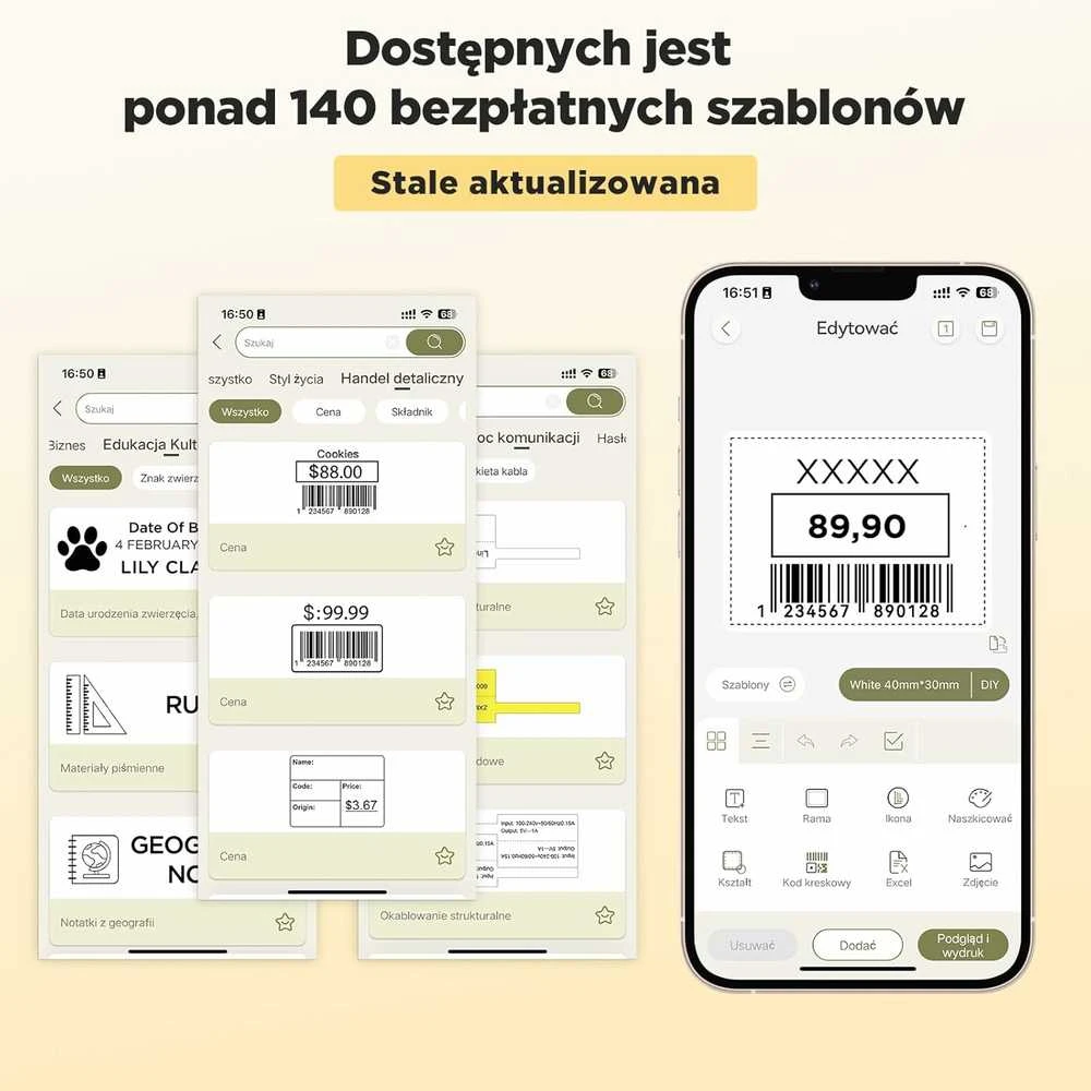 Spausdintuvas SUPVAN T50M Pro nešiojama terminė etikečių spausdintuvė su 3 ritinėliais, USB-C