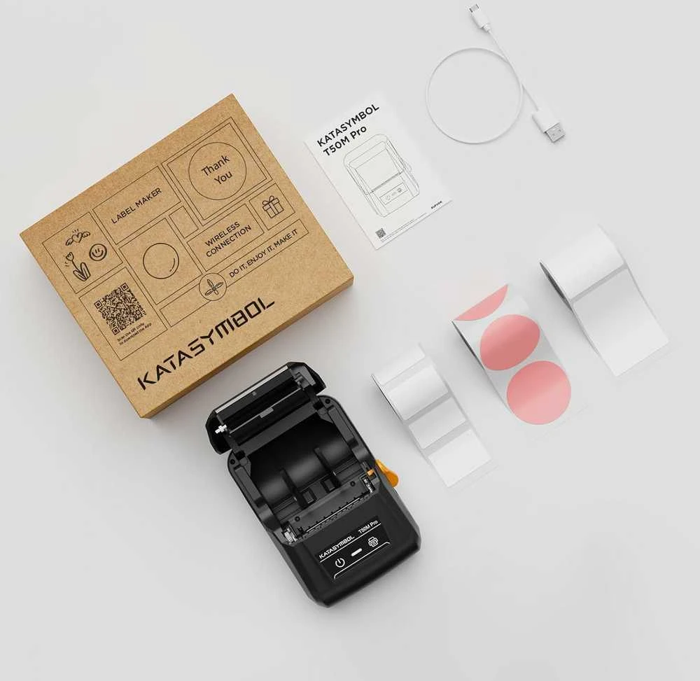 Spausdintuvas SUPVAN T50M Pro nešiojama terminė etikečių spausdintuvė su 3 ritinėliais, USB-C