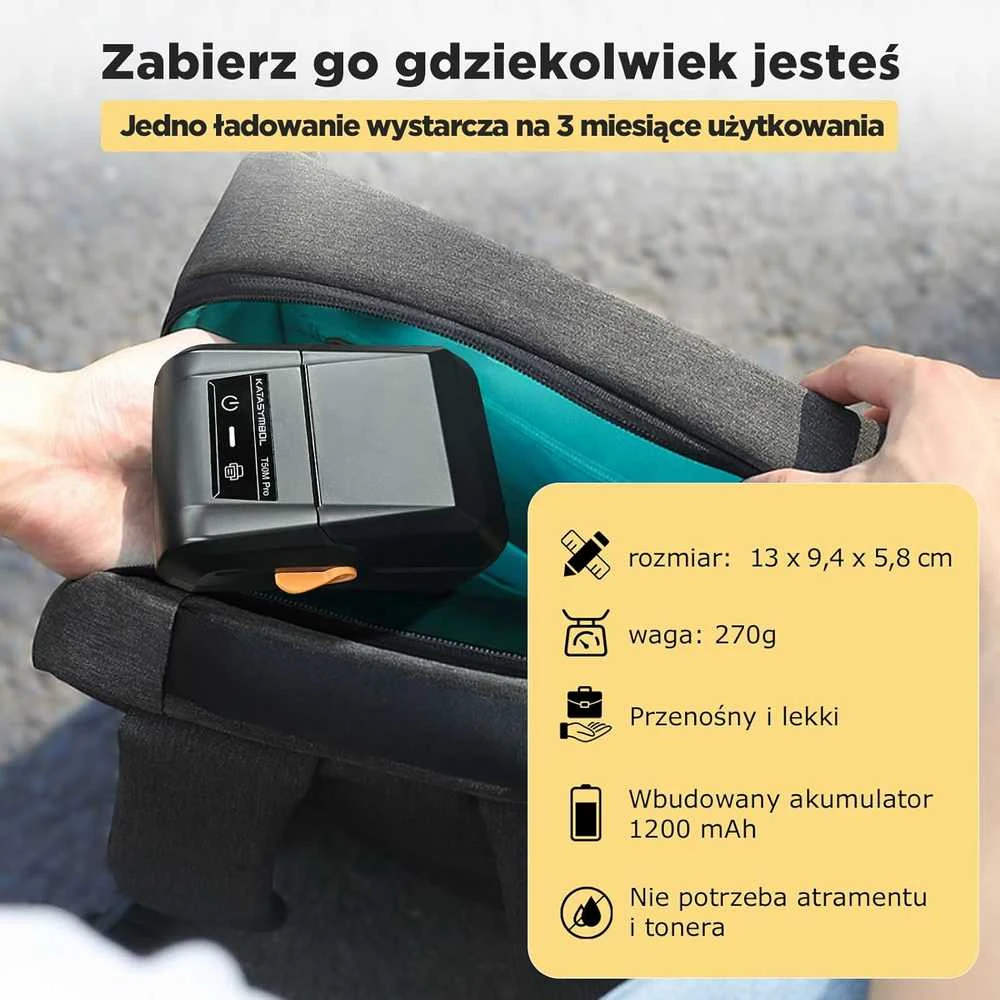 Spausdintuvas SUPVAN T50M Pro nešiojama terminė etikečių spausdintuvė su 3 ritinėliais, USB-C