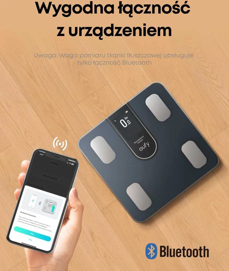 Svarstyklės eufy išmanioji kūno riebalų svarstyklė su TFT ekranu ir Bluetooth, T9130