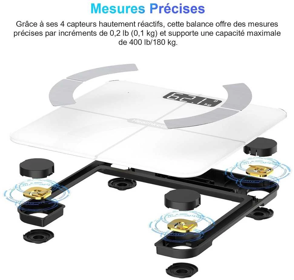 Svarstyklės Healthkeep išmani kūno analizės svarstyklė Bluetooth, 180 kg, LCD ekranas FG263LB