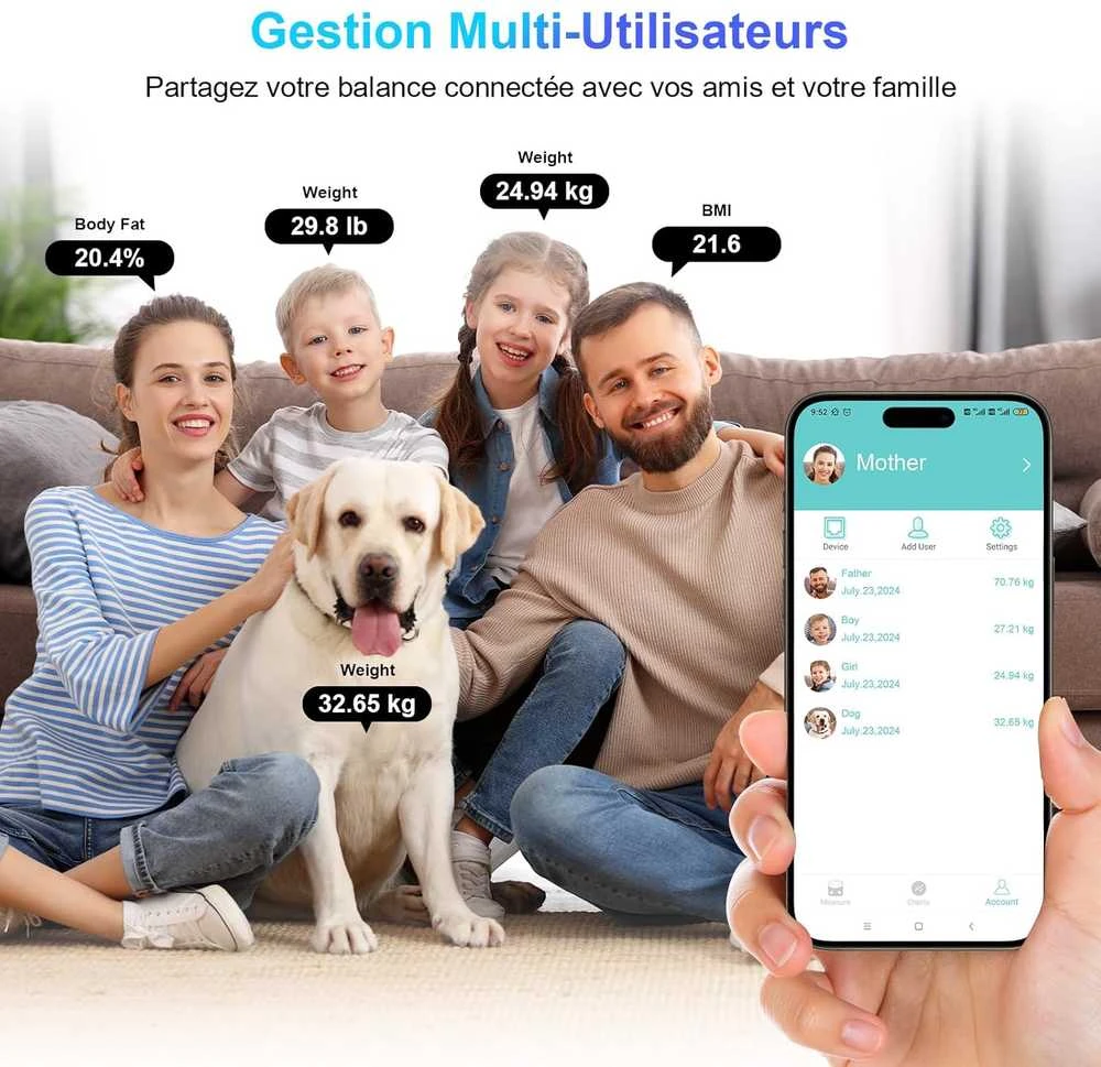 Svarstyklės Healthkeep išmani kūno analizės svarstyklė Bluetooth, 180 kg, LCD ekranas FG263LB