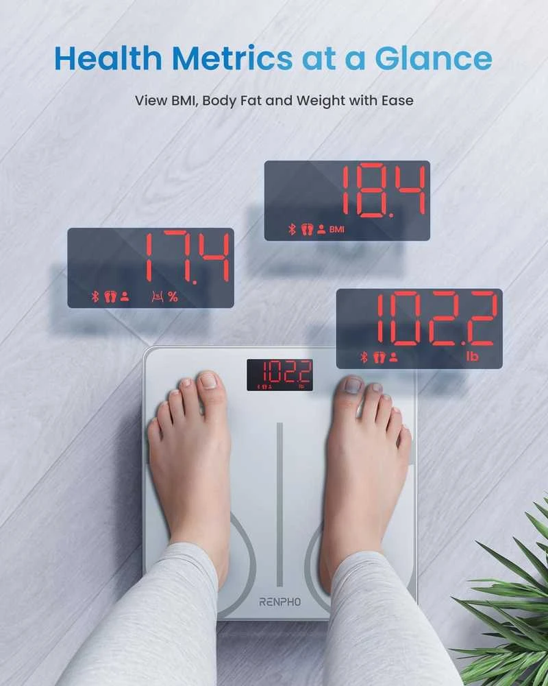 Svarstyklės RENPHO išmanioji vonios svarstyklė su Bluetooth, kūno sudėties analize, 180 kg, ES-32MD