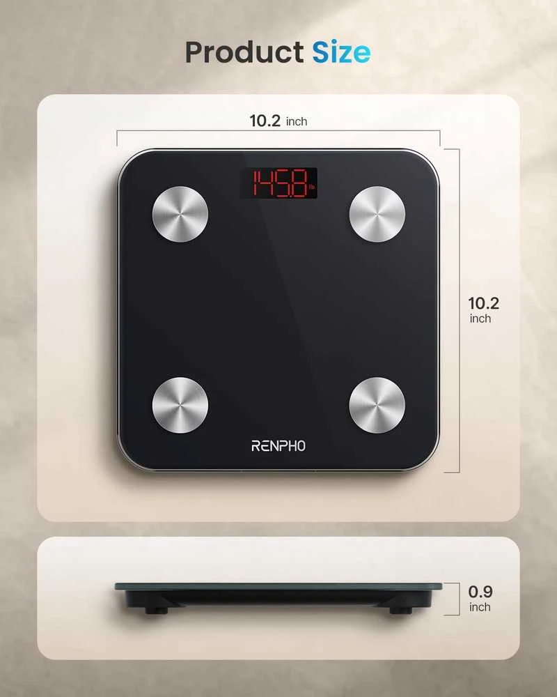 Svarstyklės RENPHO skaitmeninė kūno sudėties svarstyklė Bluetooth, 180 kg, grūdintas stiklas, ES-26BB-B