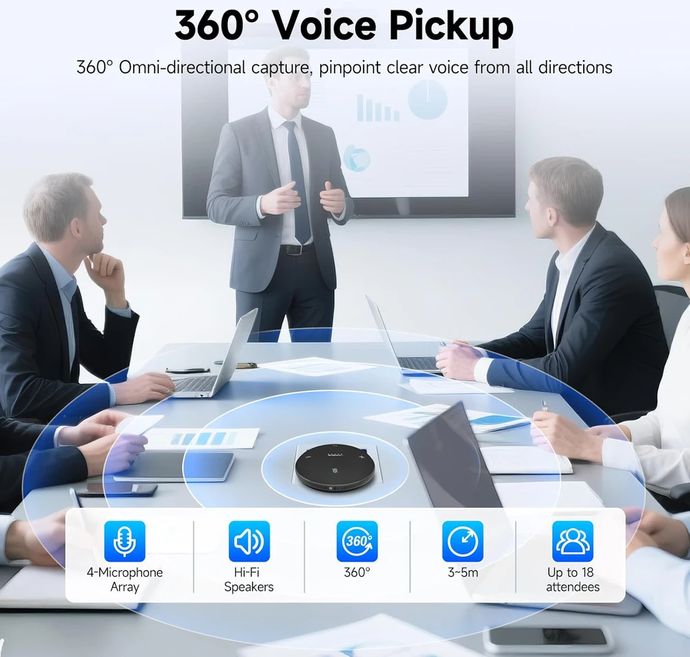 Svbony konferencijų garsiakalbis su Bluetooth, 4 mikrofonais, AI triukšmo slopinimu, SVHub Omni2