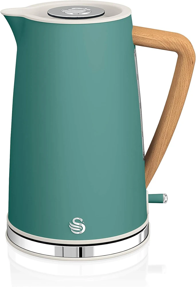 Swan virtuvės rinkinys Nordic stiliaus: virdulys 1,7 l 2200 W, skrudintuvas 2 riekėms, mikrobangų krosnelė 20 l, žalias