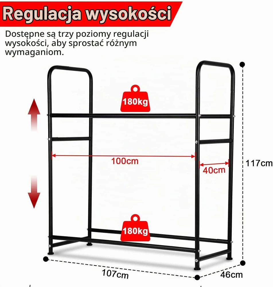 SWANEW padangų stelažas 8 padangoms, 180 kg, 107 x 46 x 117 cm, modelis 1