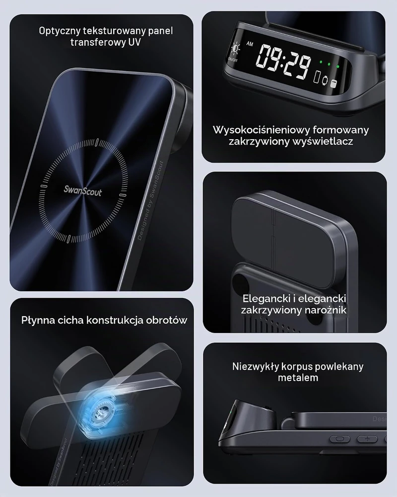 SwanScout belaidė 3 įrenginių įkrovimo stotelė 18 W Pixel Watch ir Fitbit 708G2