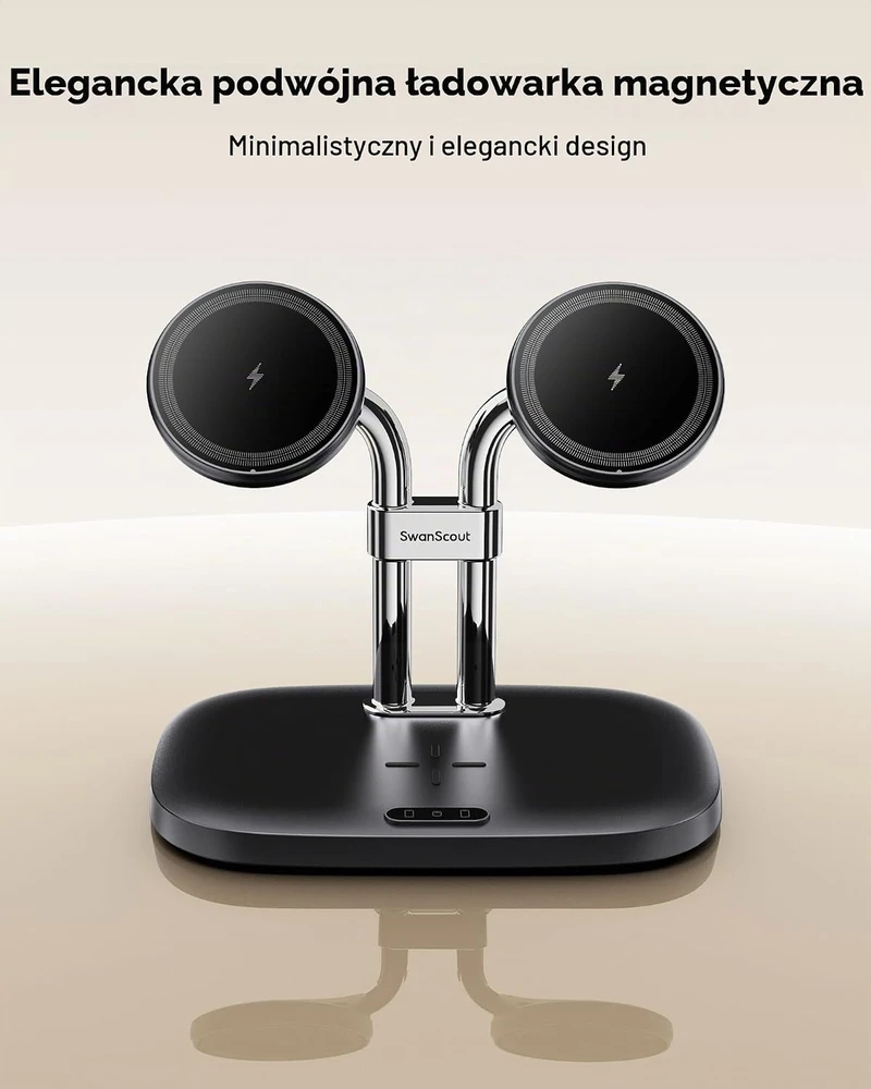 SwanScout belaidė magnetinė įkrovimo stotelė dviem iPhone ir AirPods, 10 W, 706M